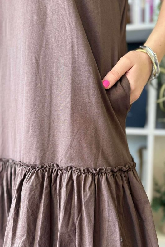 Paloma Bubble Hem Layering Dress Choc Chip